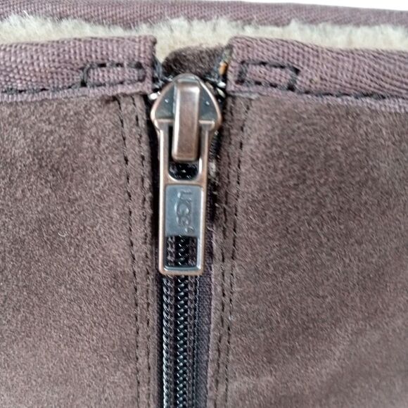 UGG Australia Tall Boots Women 10 Brown Suede Zip up I HEART Kisses Aztec Boho - Picture 11 of 11